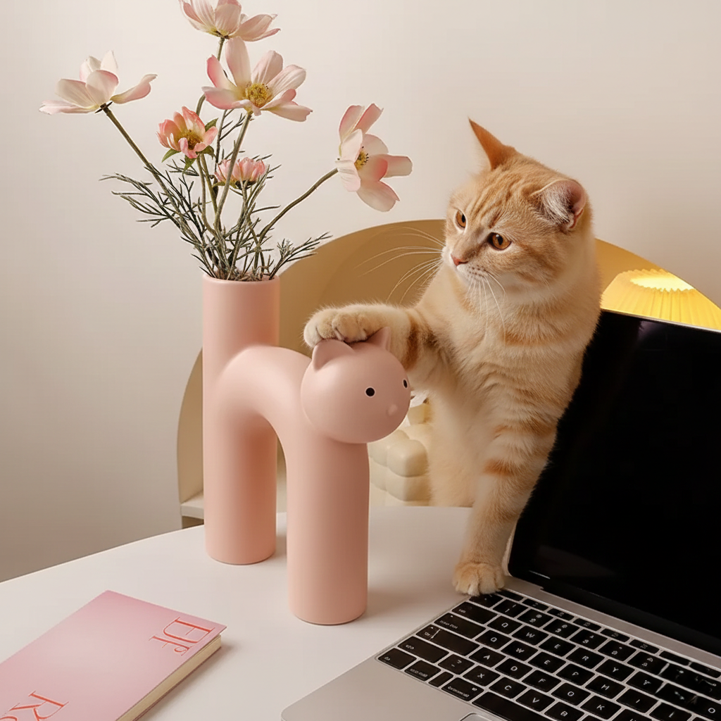 Feline Flow | Nordic Minimalist Cat Vase