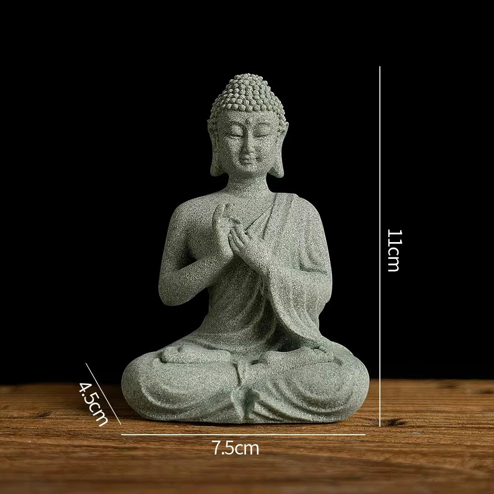 Aura-Bodhi – Hand-Carved Green Sandstone Zen Sculpture