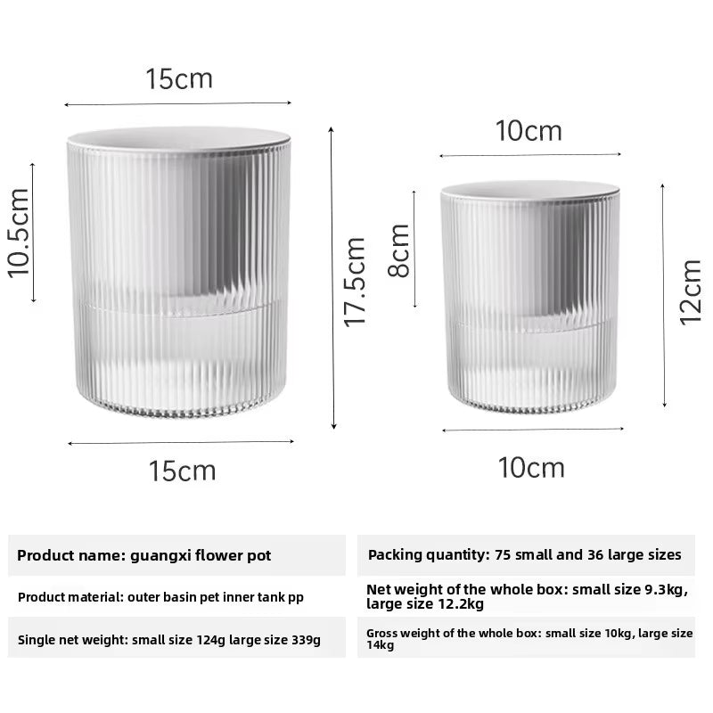 Automatic Water-Absorbing Lazy Green Radish Flower Pot, Water Storage Transparent Plastic Flower Pot, Special for Green Radish P