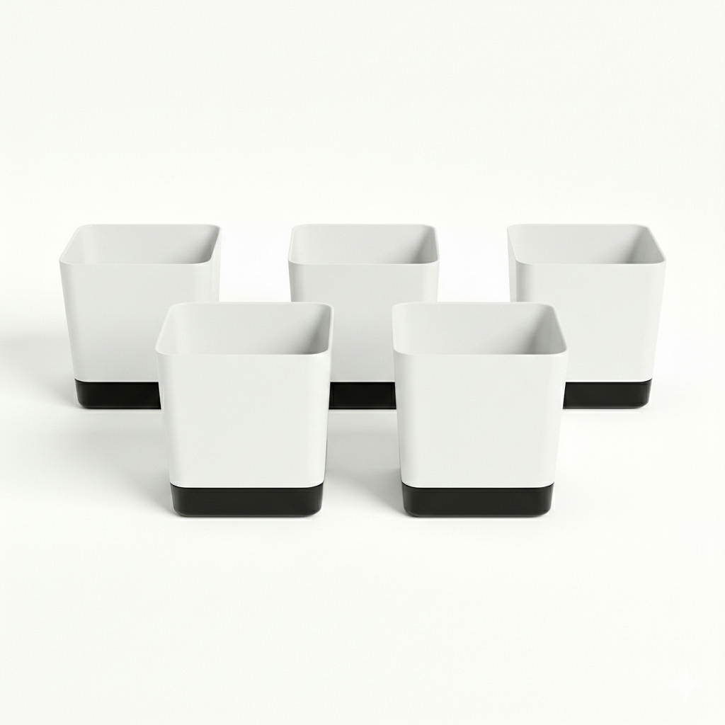 Vista Self-Watering Pots | 5-Pack Modern Planters with Clear Reservoir