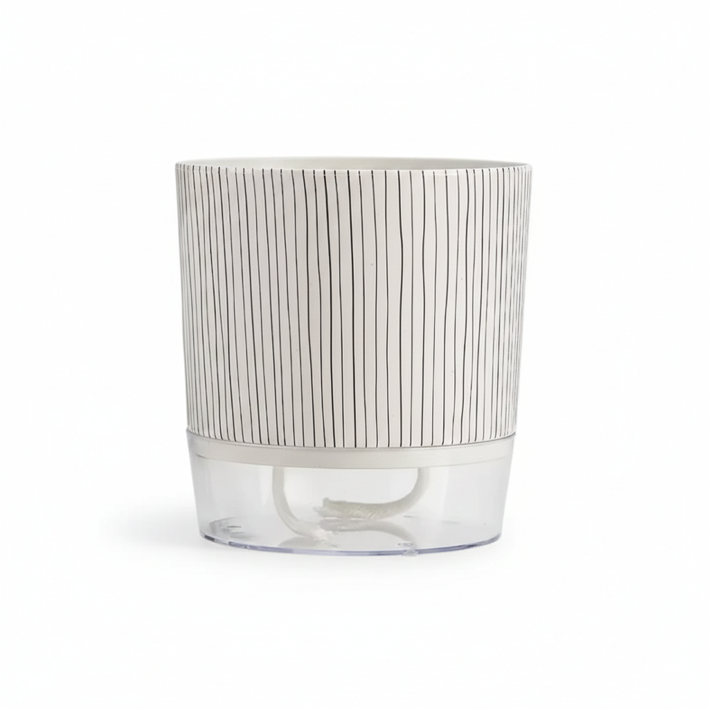 Clear-View Pot | Modern Self-Watering Pot with Striped Design