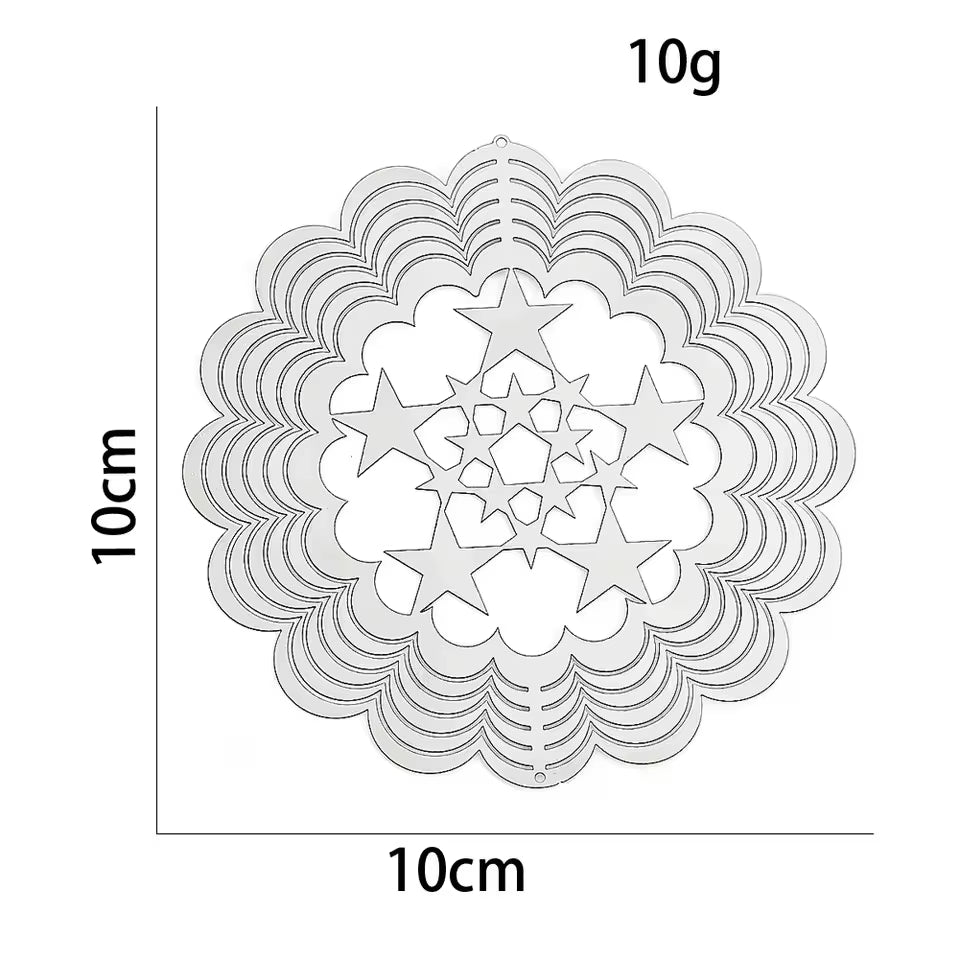 Garden Wind Spinner Hanging Decor Stainless Steel 3D Whirligigs Flowing Illusion Wind Chimes Mirror Outdoor Yard Bird Deterrent