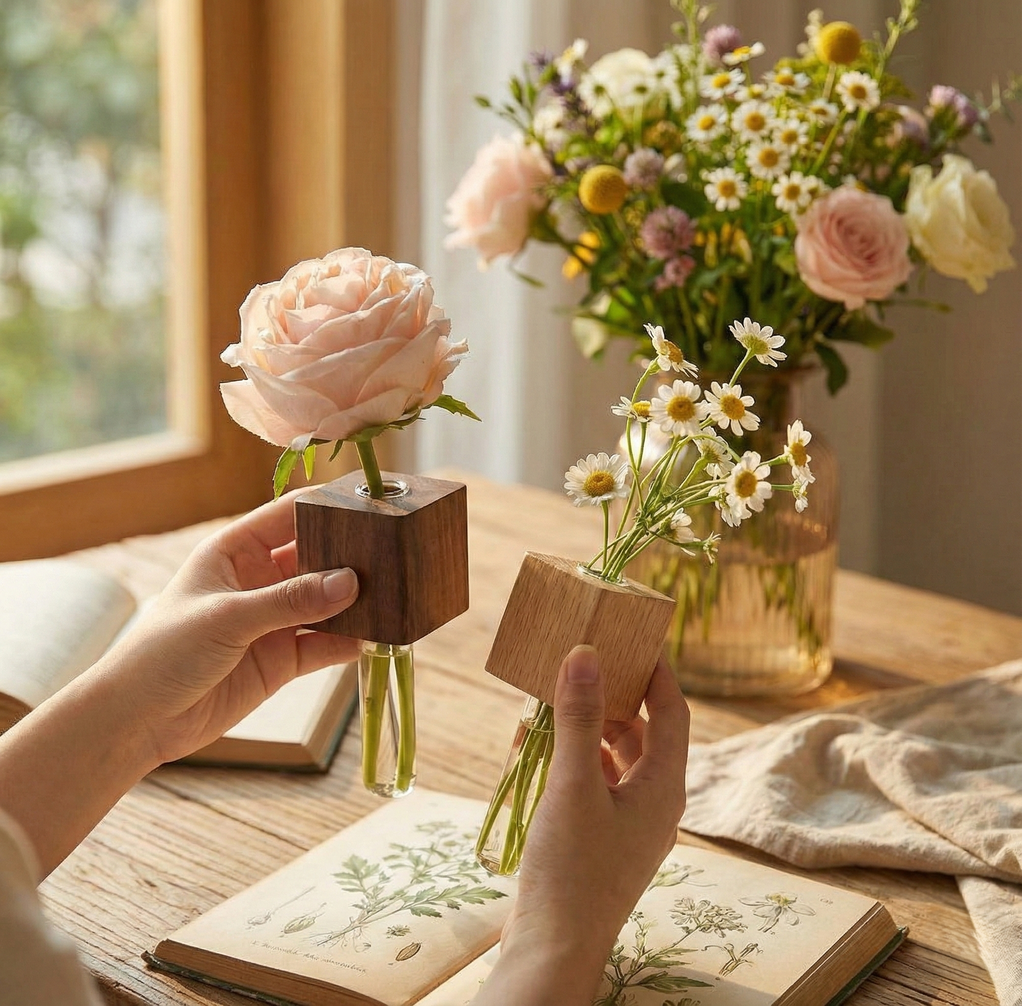 Magnetic Wooden Test Tube Vase