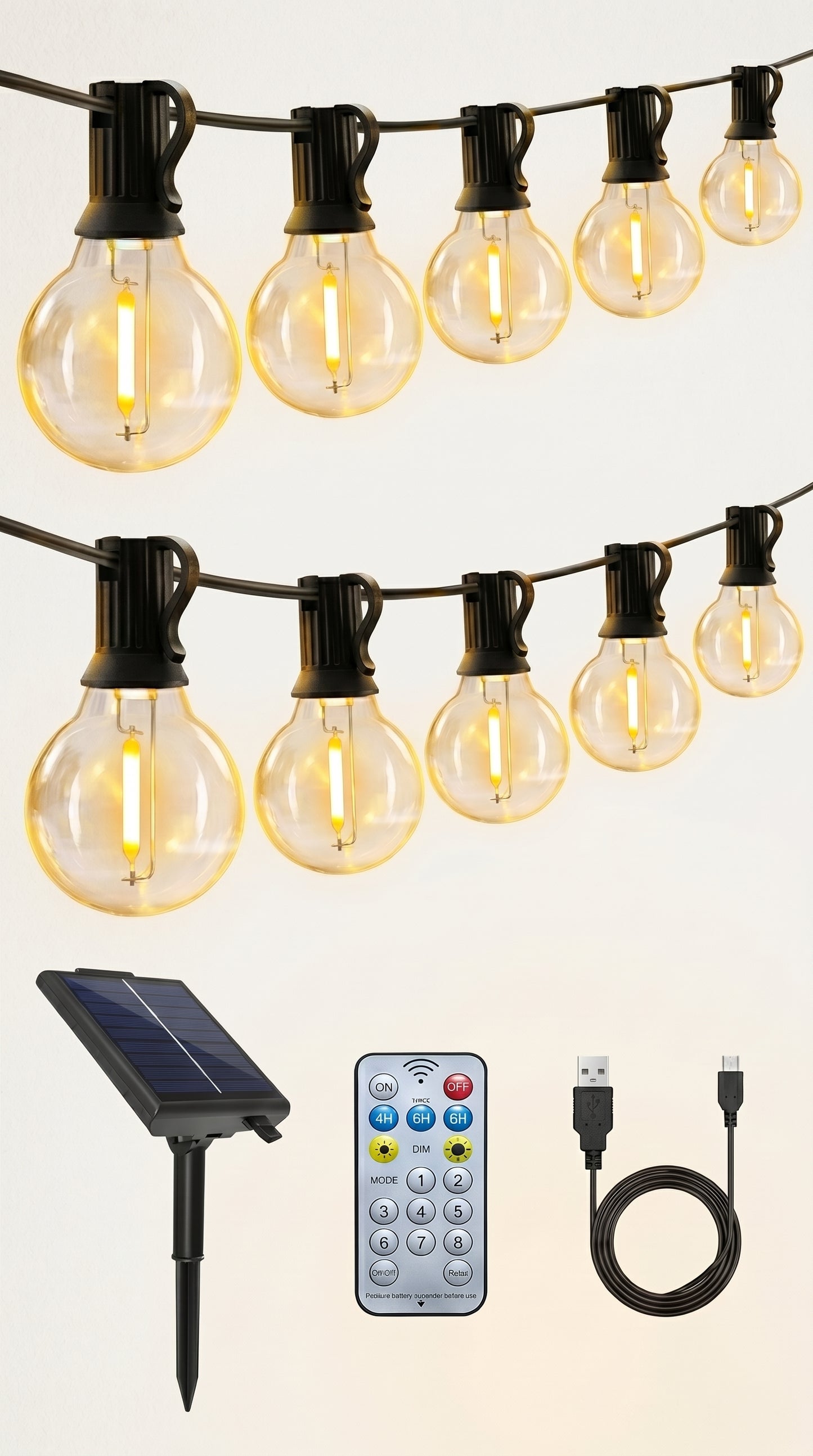 Vesper-Glow – Hybrid Solar & USB Globe String Lights