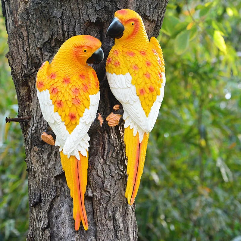 Aura-Macaw – Hand-Painted Tropical Tree Sculpture