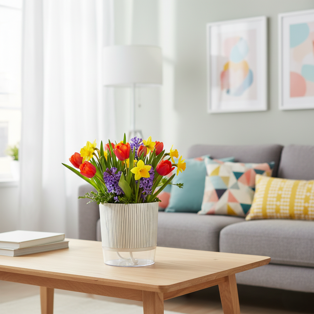 Clear-View Pot | Modern Self-Watering Pot with Striped Design