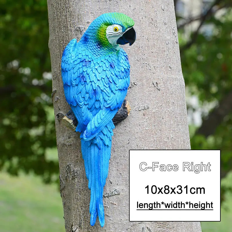 Aura-Macaw – Hand-Painted Tropical Tree Sculpture