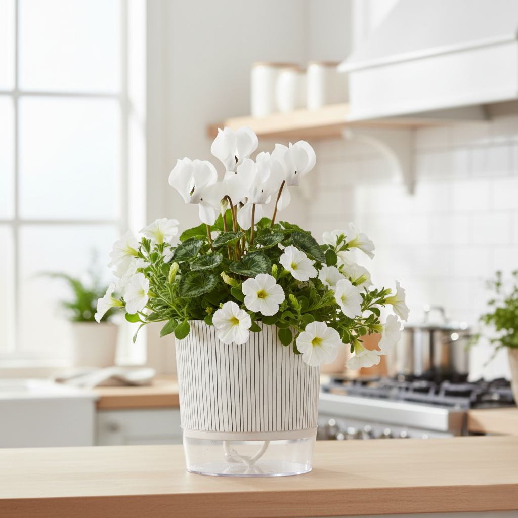Clear-View Pot | Modern Self-Watering Pot with Striped Design