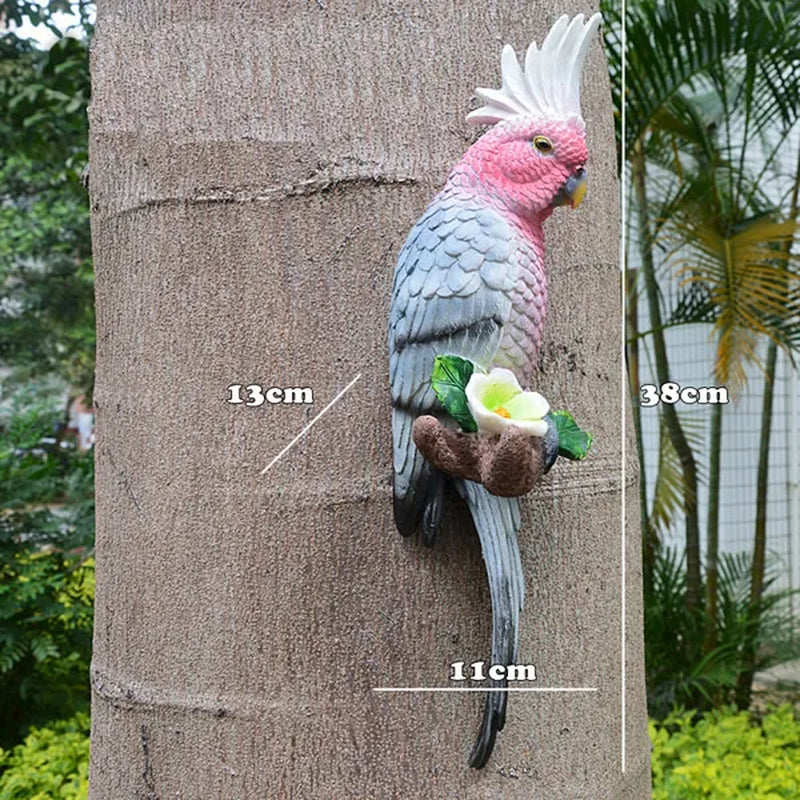 Aura-Macaw – Hand-Painted Tropical Tree Sculpture
