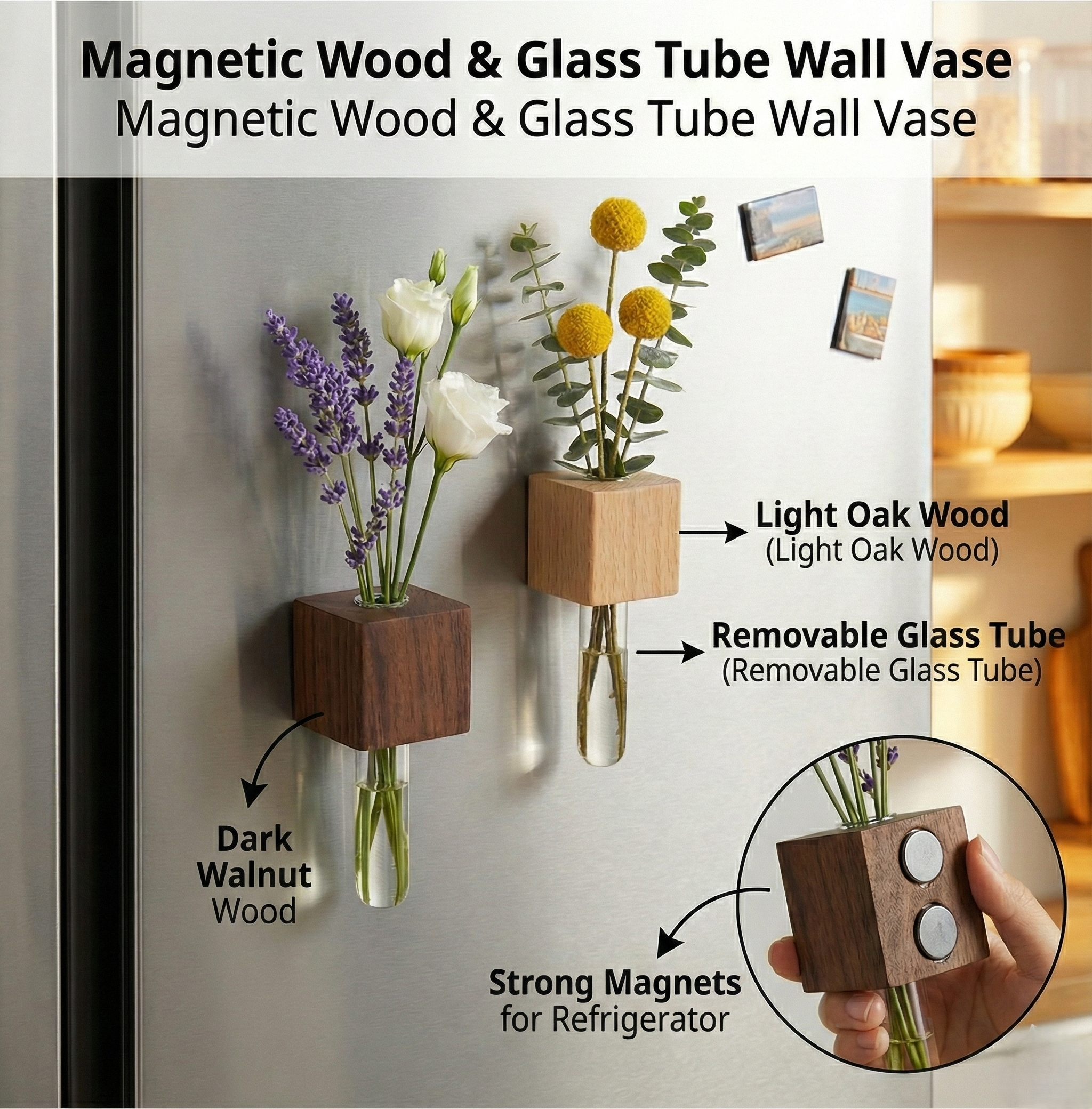 Magnetic Wooden Test Tube Vase