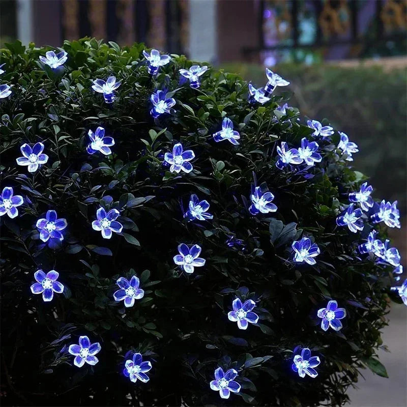 5M 20LED Solar String Lights Outdoor Waterproof 8 Mode Battery Operated Cherry Flower Light Garden Party Decoration