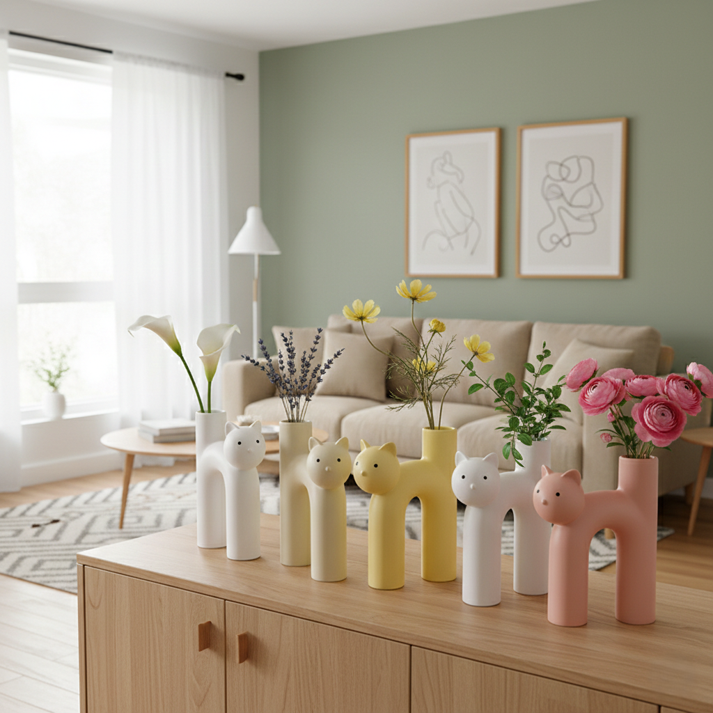 Feline Flow | Nordic Minimalist Cat Vase