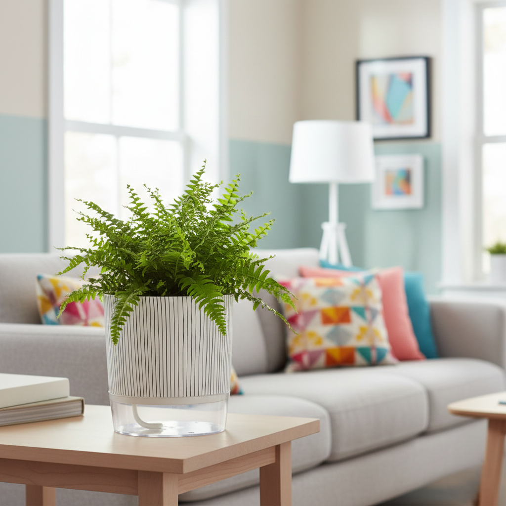 Clear-View Pot | Modern Self-Watering Pot with Striped Design