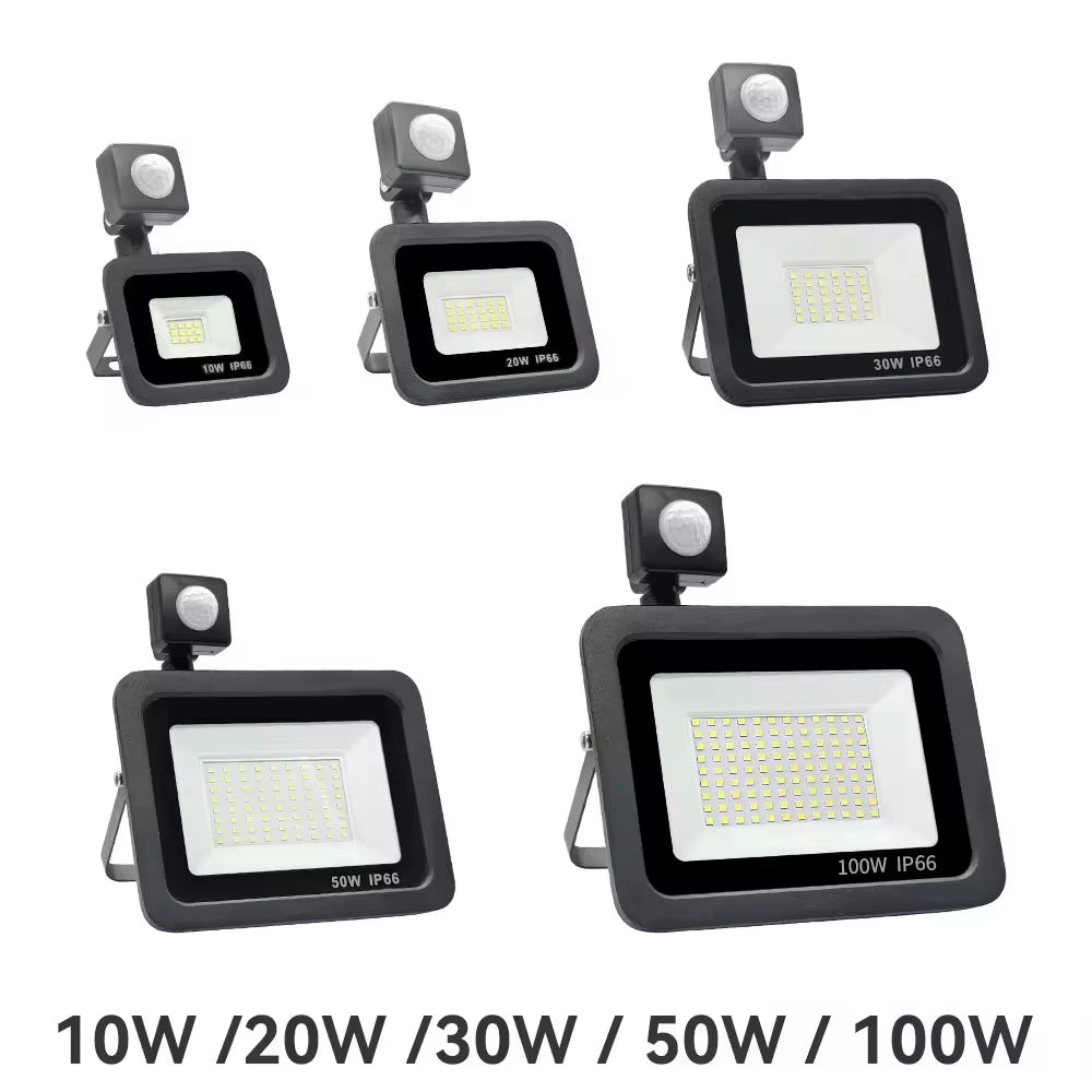 LED Floodlight PIR Motion Sensor Outdoor Led Spotlight 10W 20W 30W 50W 100W IP66 Waterproof Outdoor Garden Lighting Street Light