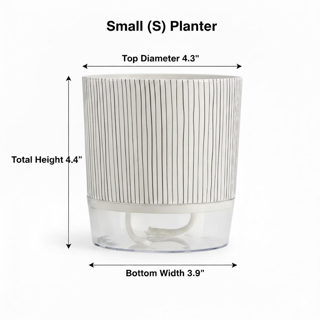 Clear-View Pot | Modern Self-Watering Pot with Striped Design