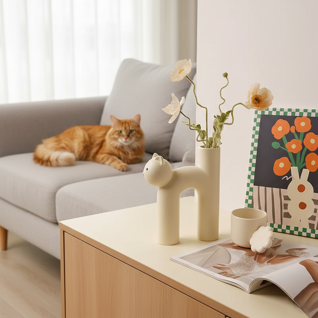 Feline Flow | Nordic Minimalist Cat Vase