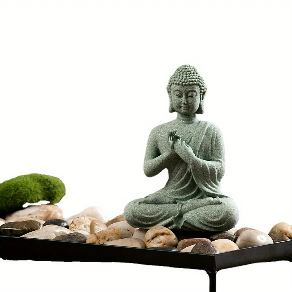 Aura-Bodhi – Hand-Carved Green Sandstone Zen Sculpture