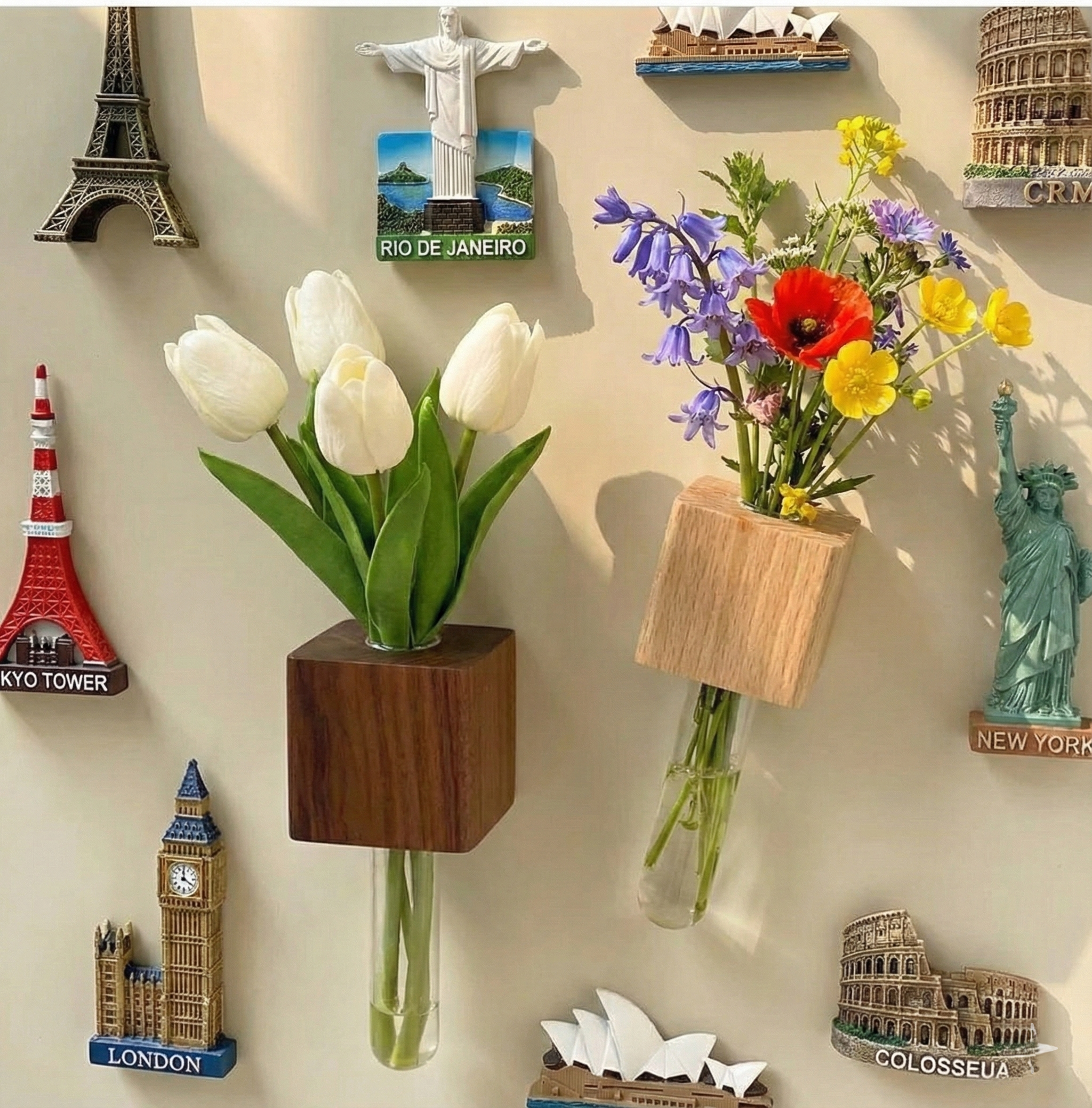 Magnetic Wooden Test Tube Vase