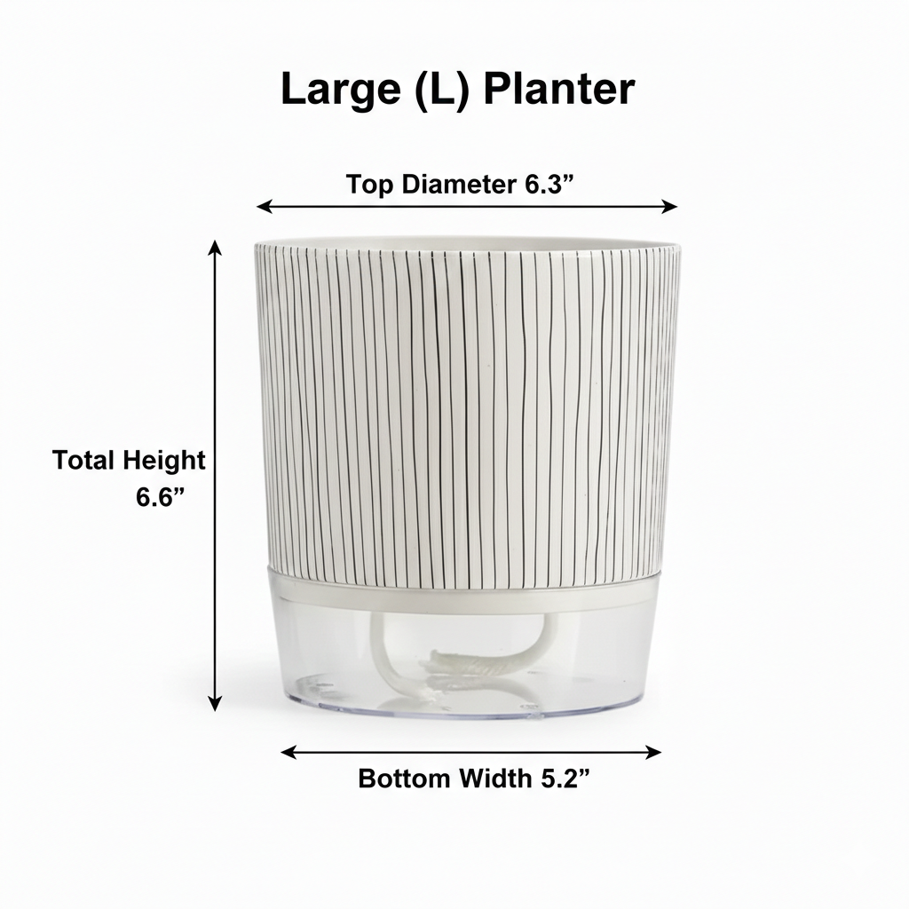 Clear-View Pot | Modern Self-Watering Pot with Striped Design