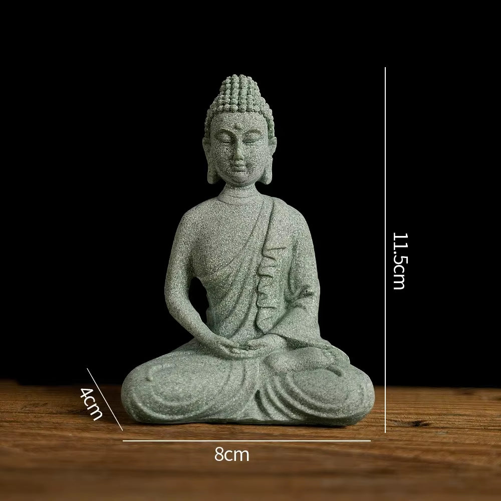 Aura-Bodhi – Hand-Carved Green Sandstone Zen Sculpture