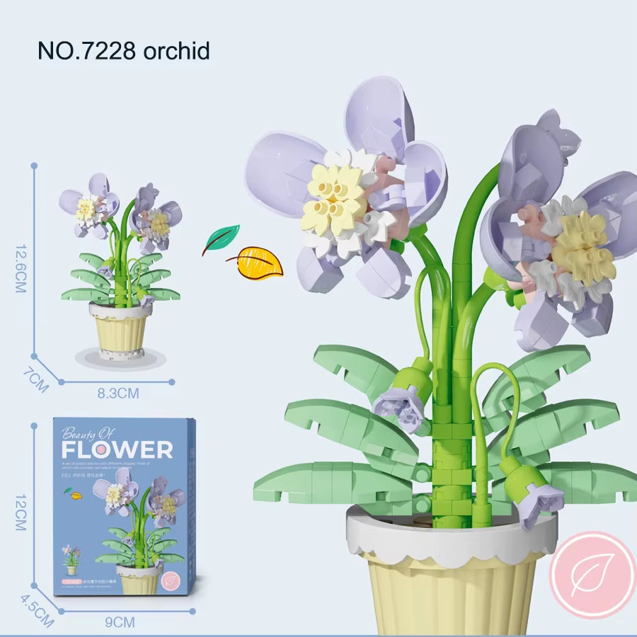 Mini Flower Pot Building Blocks Flower Bouquet Blocks Educational Kids Toys Mother'S Day Gift