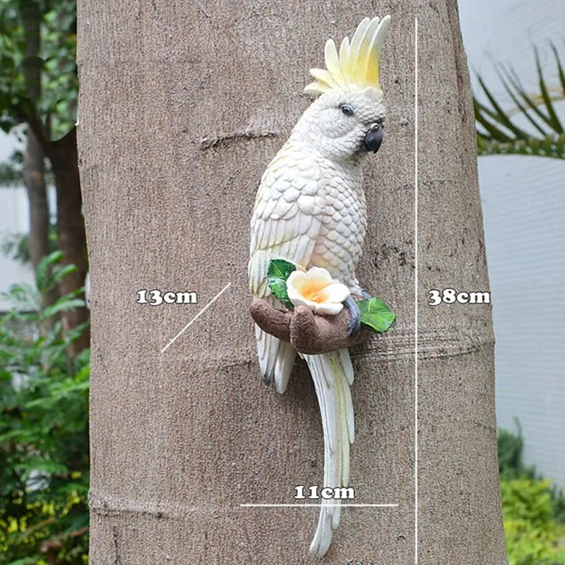 Aura-Macaw – Hand-Painted Tropical Tree Sculpture