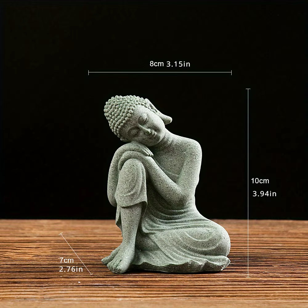 Aura-Bodhi – Hand-Carved Green Sandstone Zen Sculpture