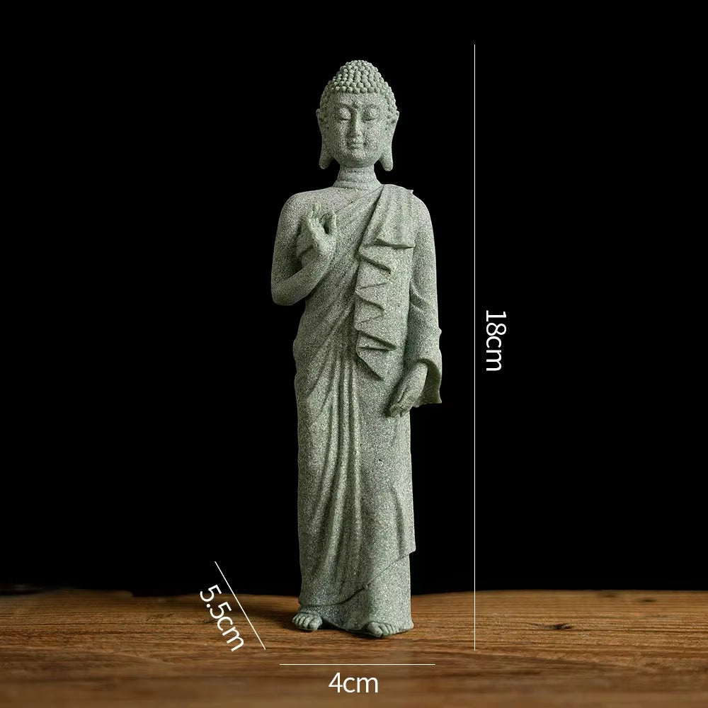 Aura-Bodhi – Hand-Carved Green Sandstone Zen Sculpture