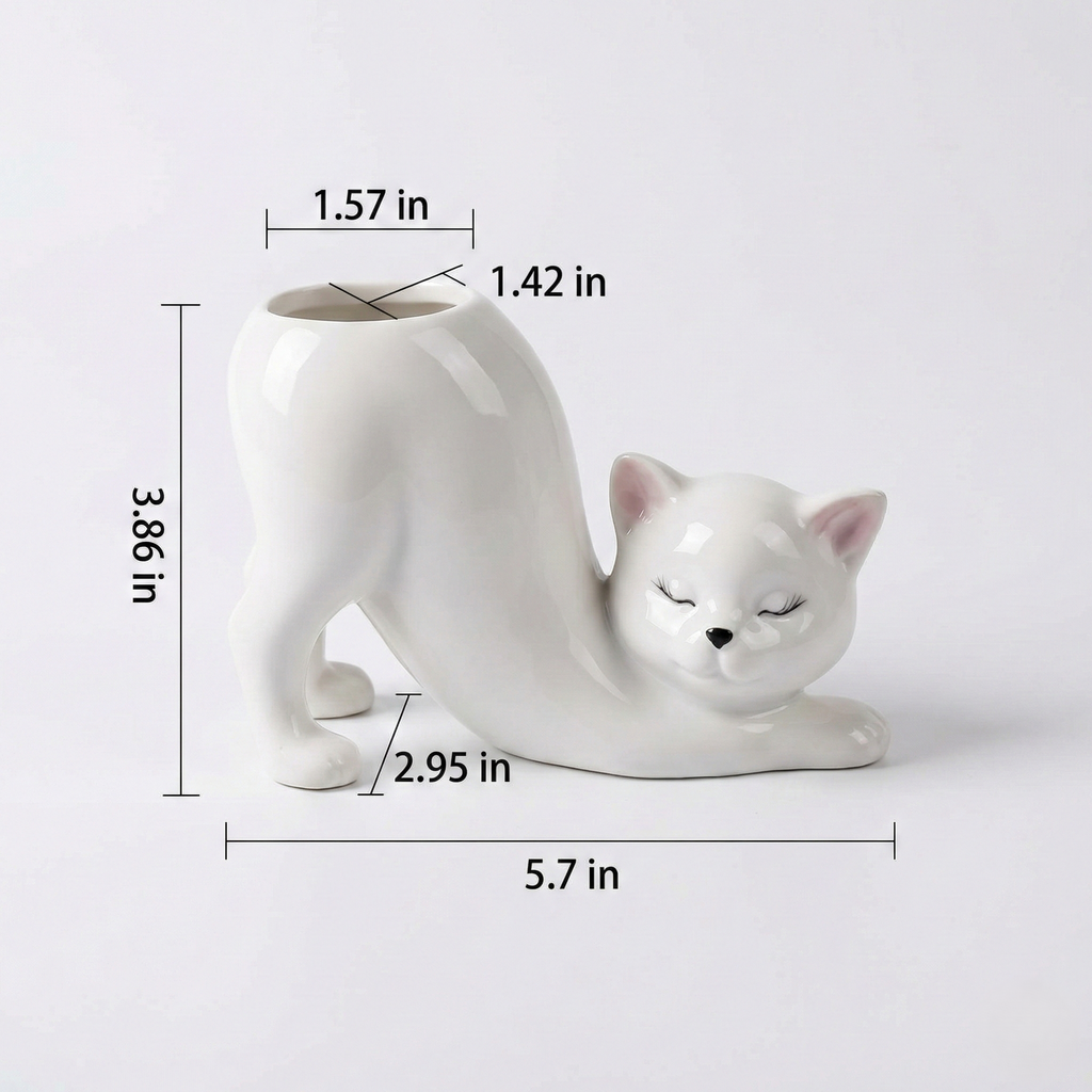 Stretching Cat Planter