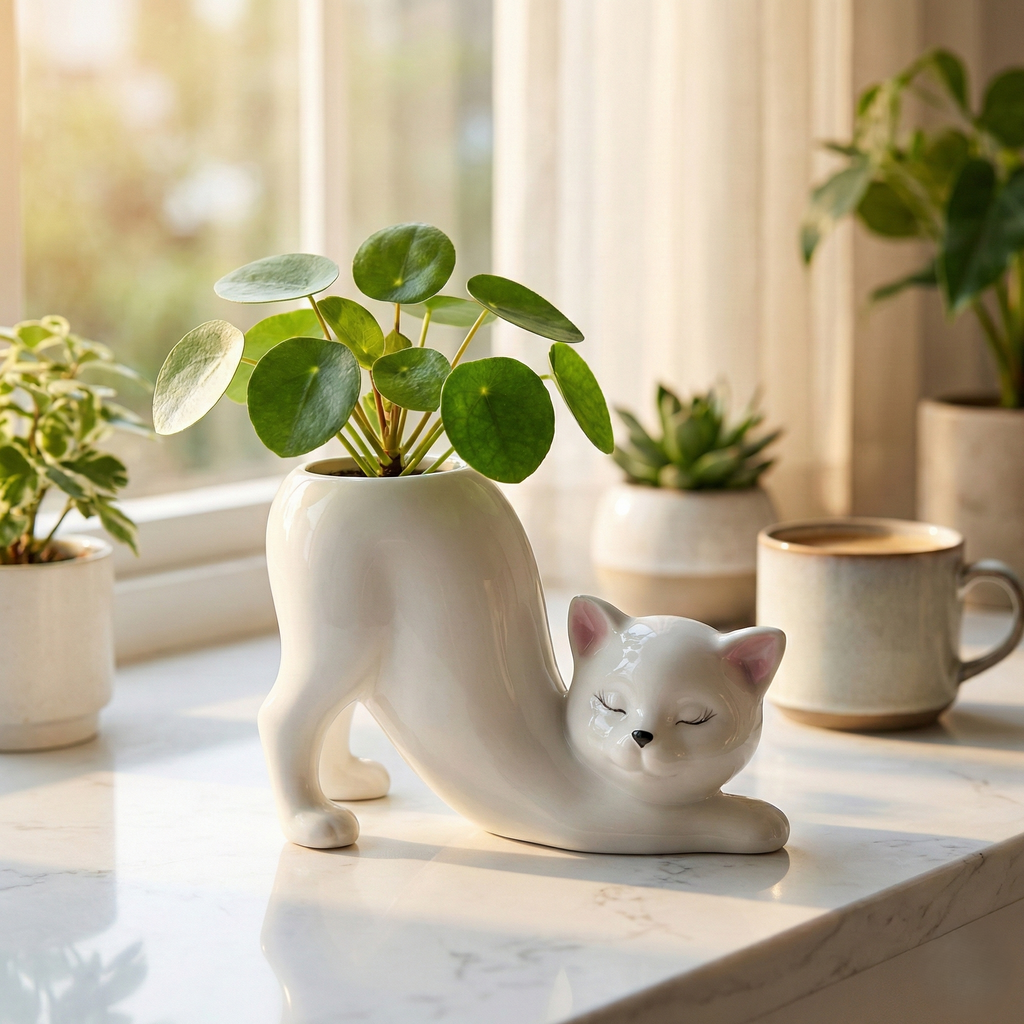 Stretching Cat Planter