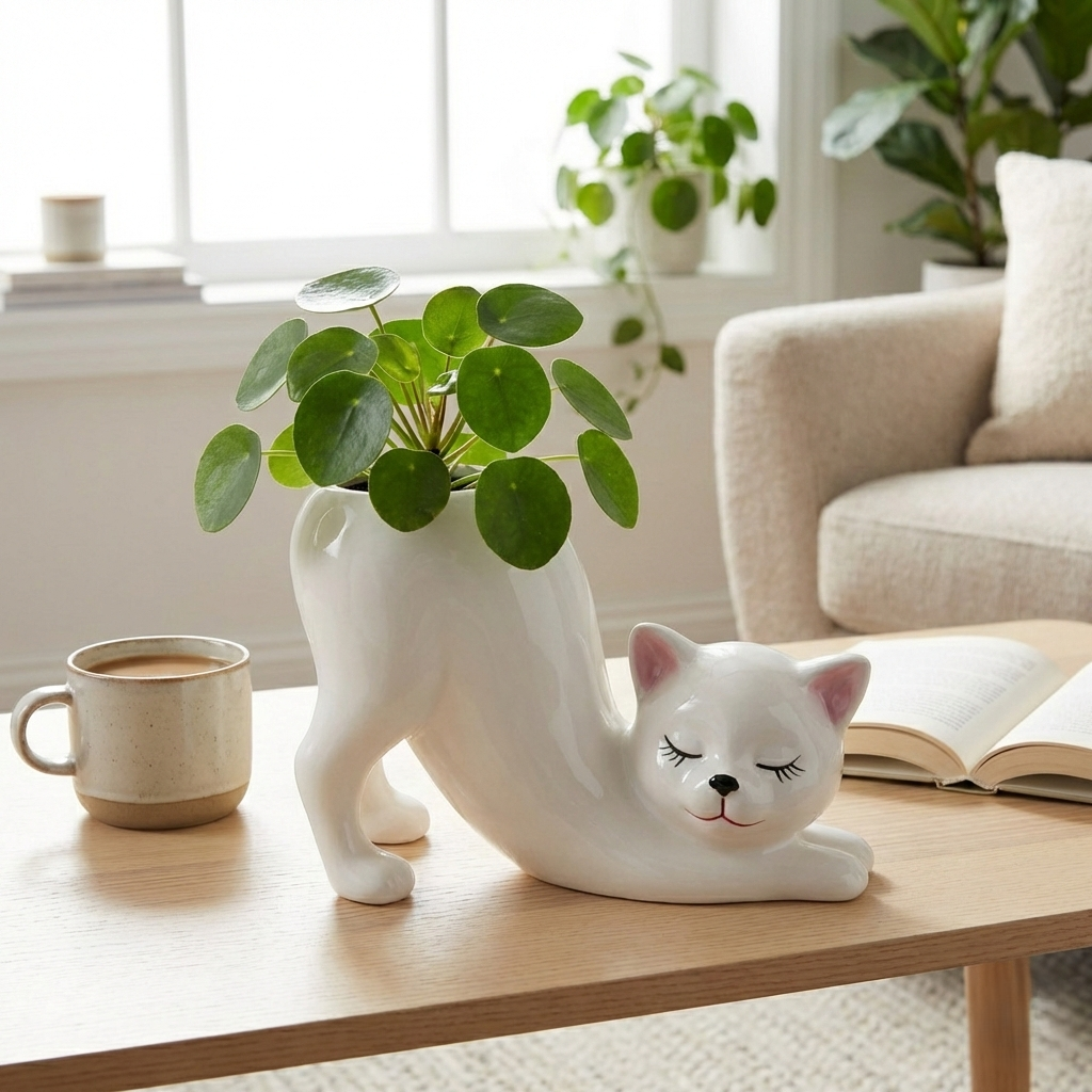 Stretching Cat Planter