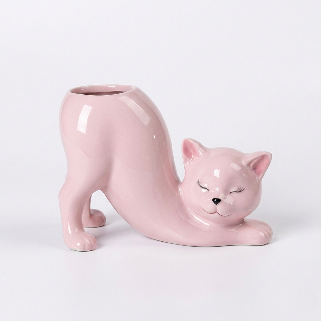 Stretching Cat Planter