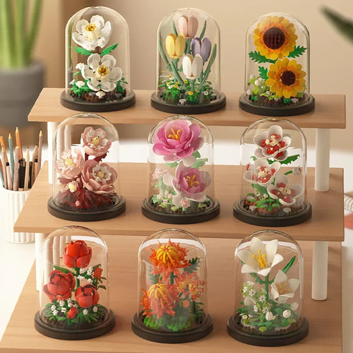 Eternal Bloom Display Case Flower Building Set