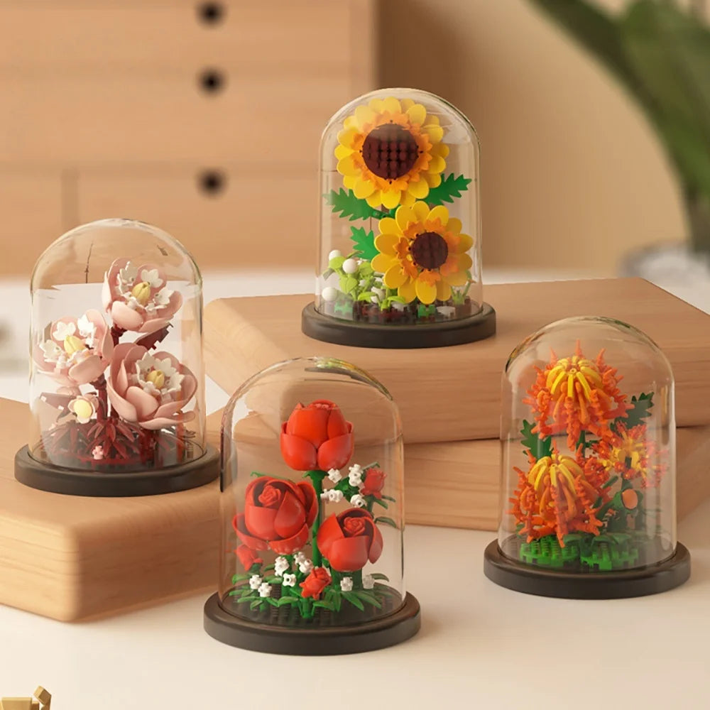 Eternal Bloom Display Case Flower Building Set
