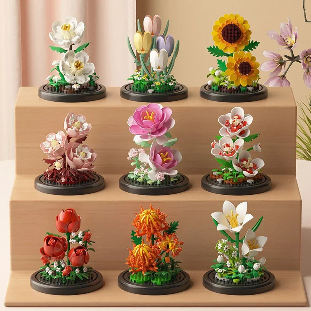 Eternal Bloom Display Case Flower Building Set