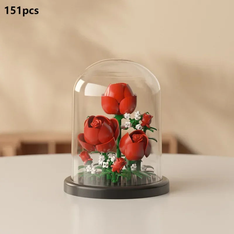 Eternal Bloom Display Case Flower Building Set