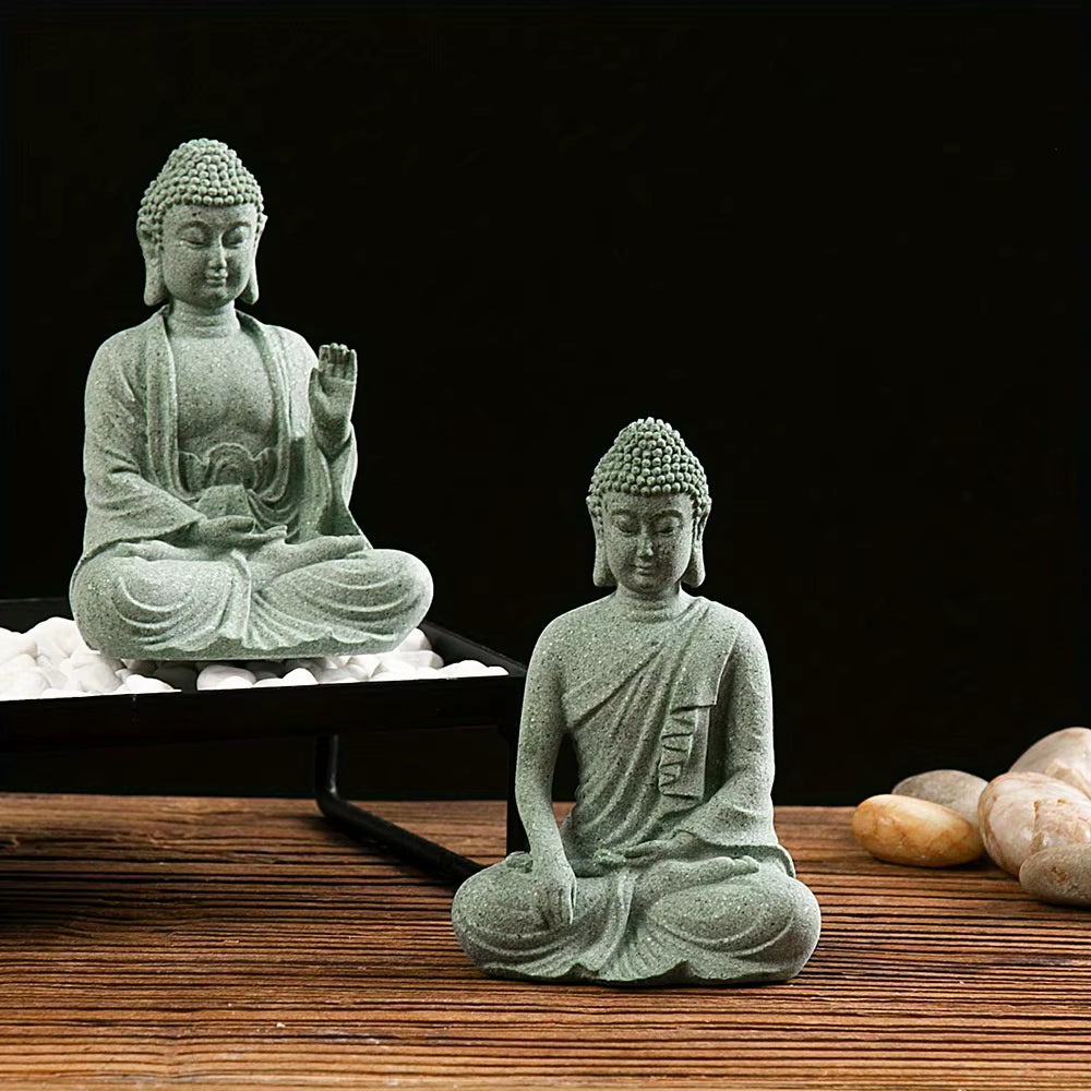Aura-Bodhi – Hand-Carved Green Sandstone Zen Sculpture