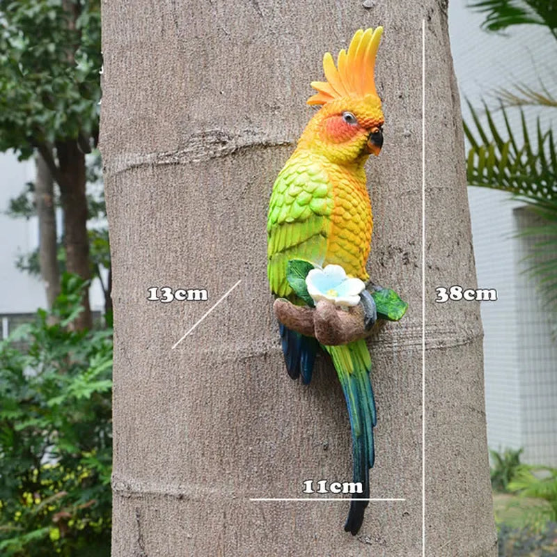 Aura-Macaw – Hand-Painted Tropical Tree Sculpture