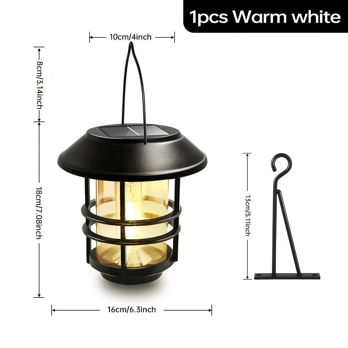 1Pcs Solar Hanging Lantern Outdoor Flickering Flames Waterproof Heavy Glass Stainless Solar Outdoor Light for Wall Fence Patio P