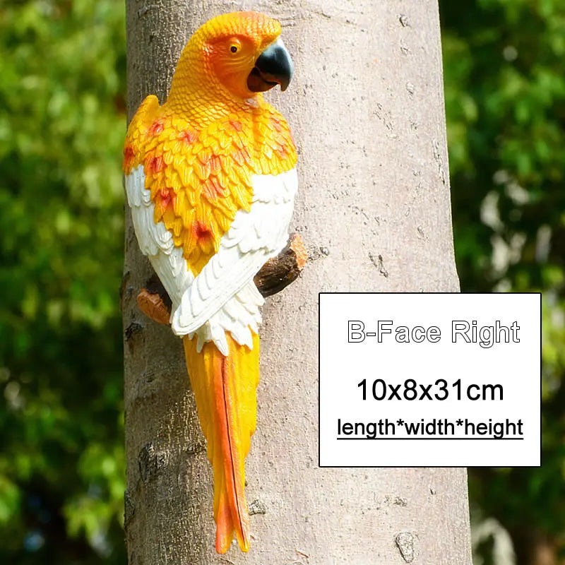 Aura-Macaw – Hand-Painted Tropical Tree Sculpture