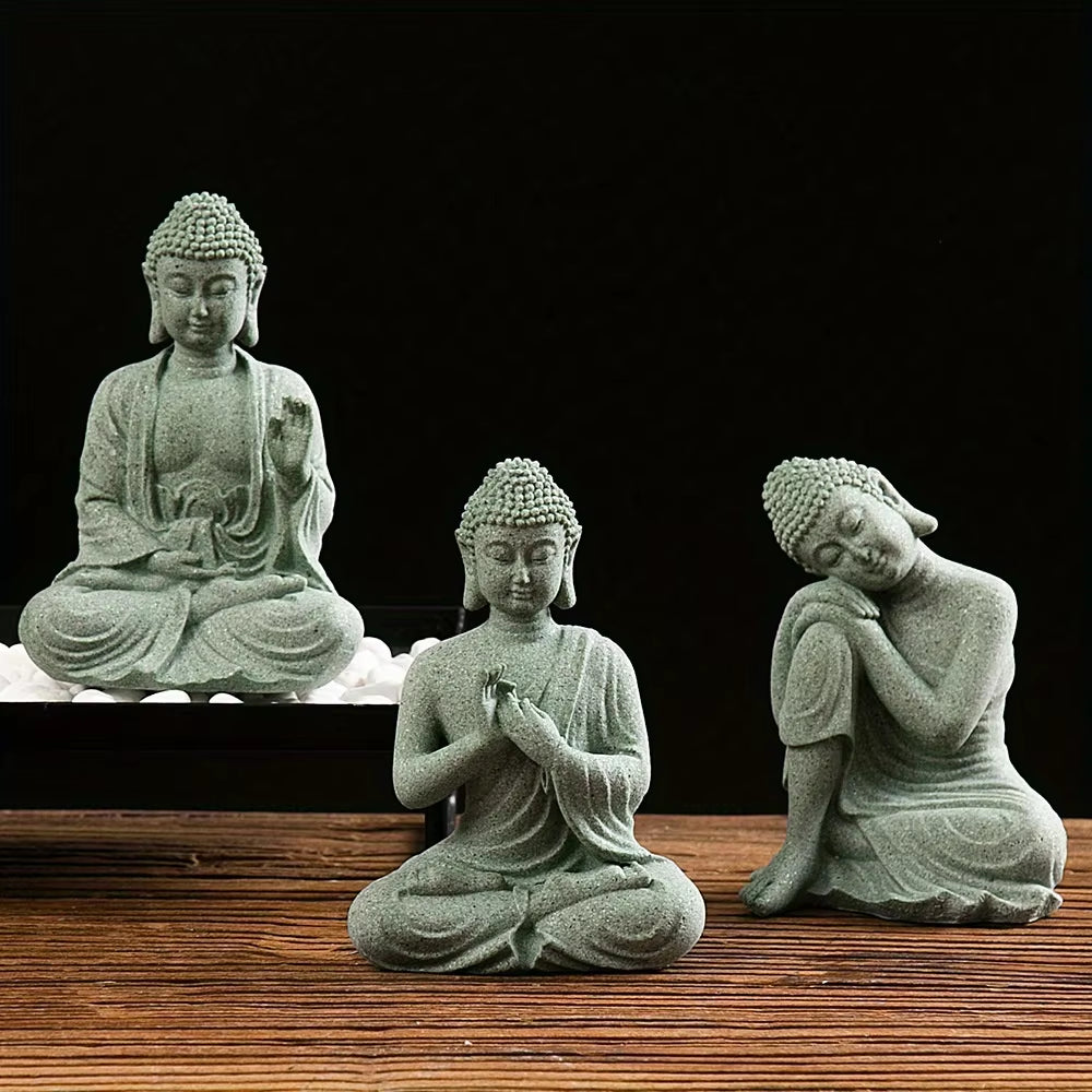 Aura-Bodhi – Hand-Carved Green Sandstone Zen Sculpture