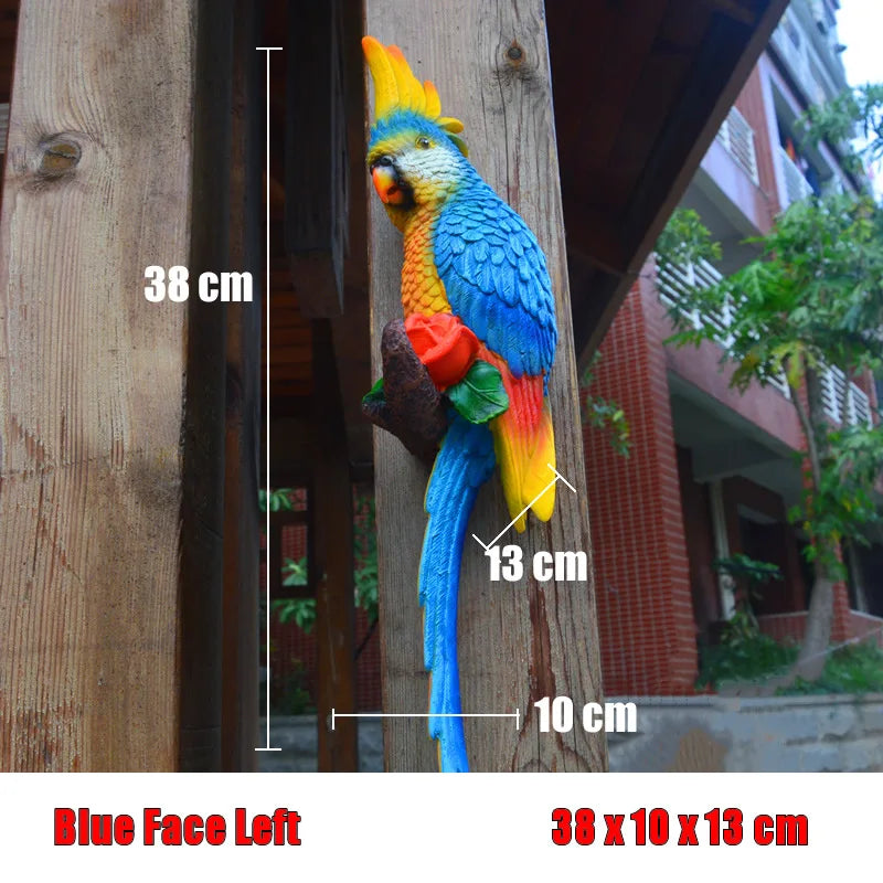 Aura-Macaw – Hand-Painted Tropical Tree Sculpture