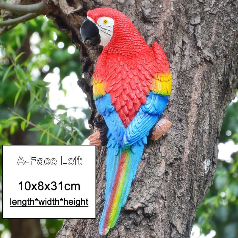 Aura-Macaw – Hand-Painted Tropical Tree Sculpture