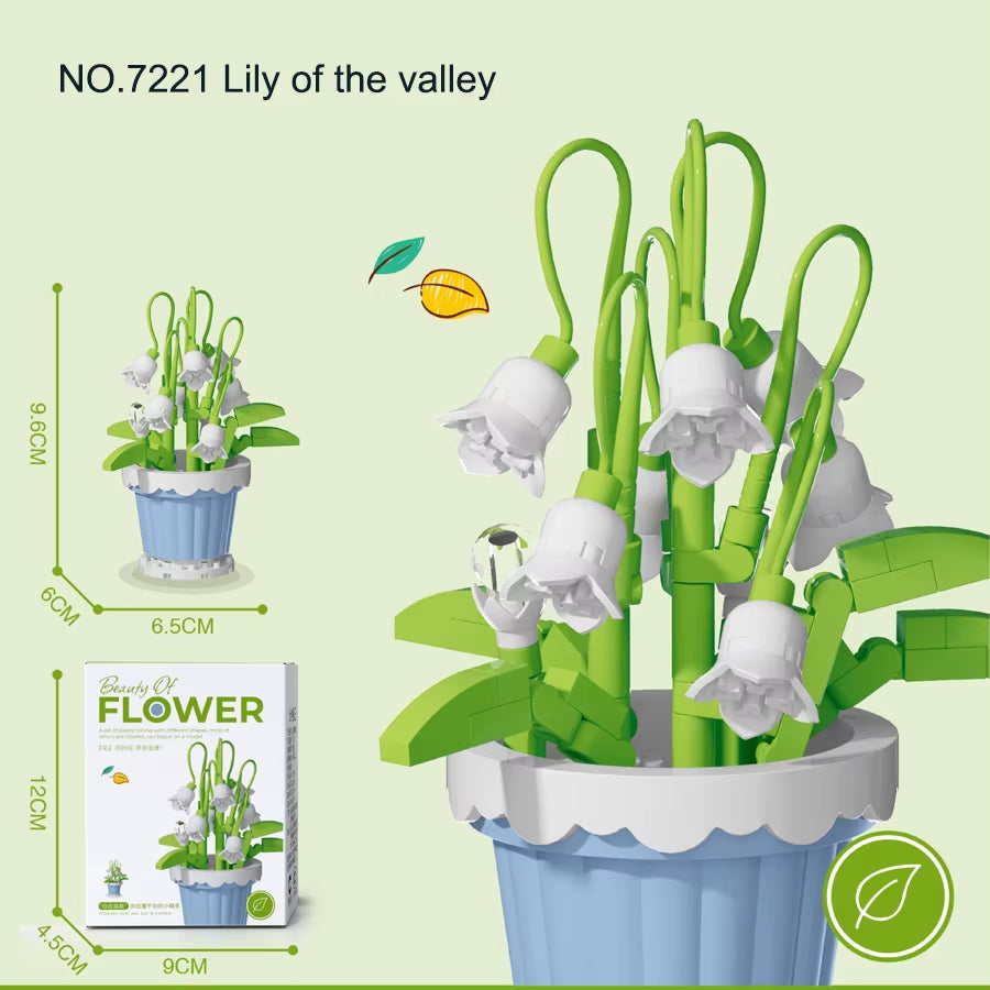 Mini Flower Pot Building Blocks Flower Bouquet Blocks Educational Kids Toys Mother'S Day Gift