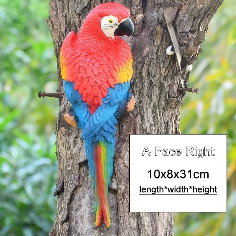 Aura-Macaw – Hand-Painted Tropical Tree Sculpture