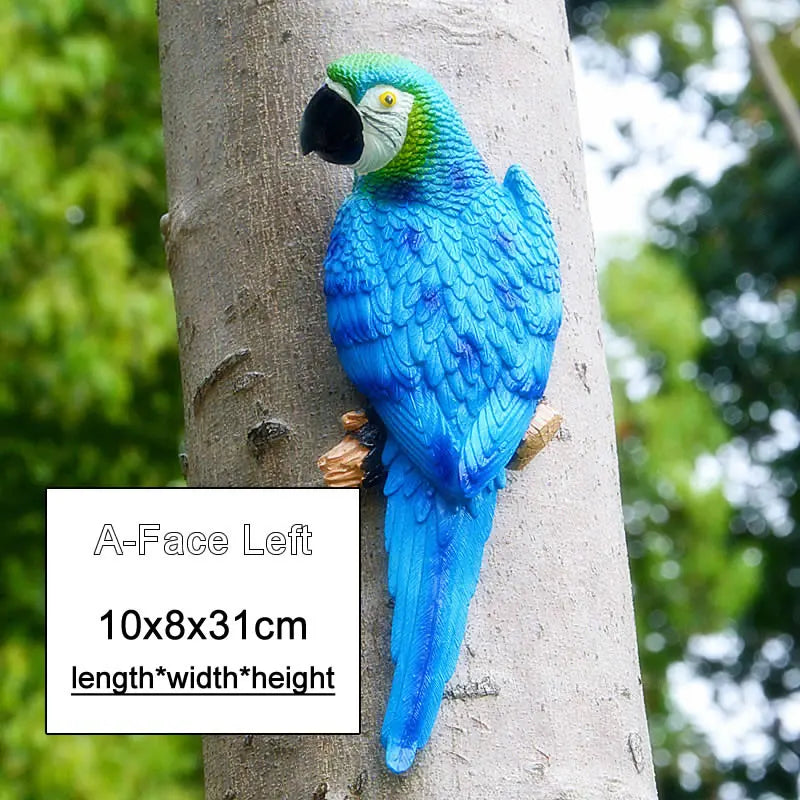 Aura-Macaw – Hand-Painted Tropical Tree Sculpture