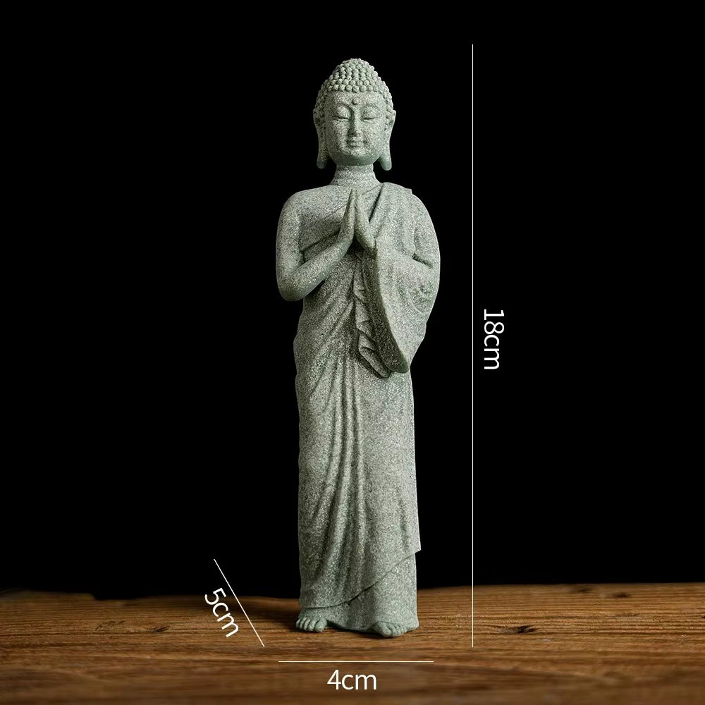 Aura-Bodhi – Hand-Carved Green Sandstone Zen Sculpture