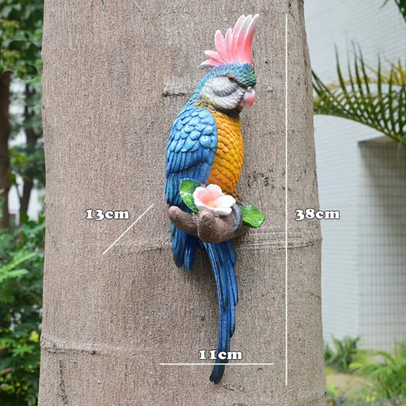 Aura-Macaw – Hand-Painted Tropical Tree Sculpture
