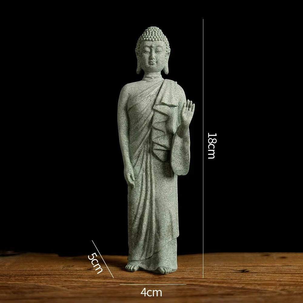 Aura-Bodhi – Hand-Carved Green Sandstone Zen Sculpture